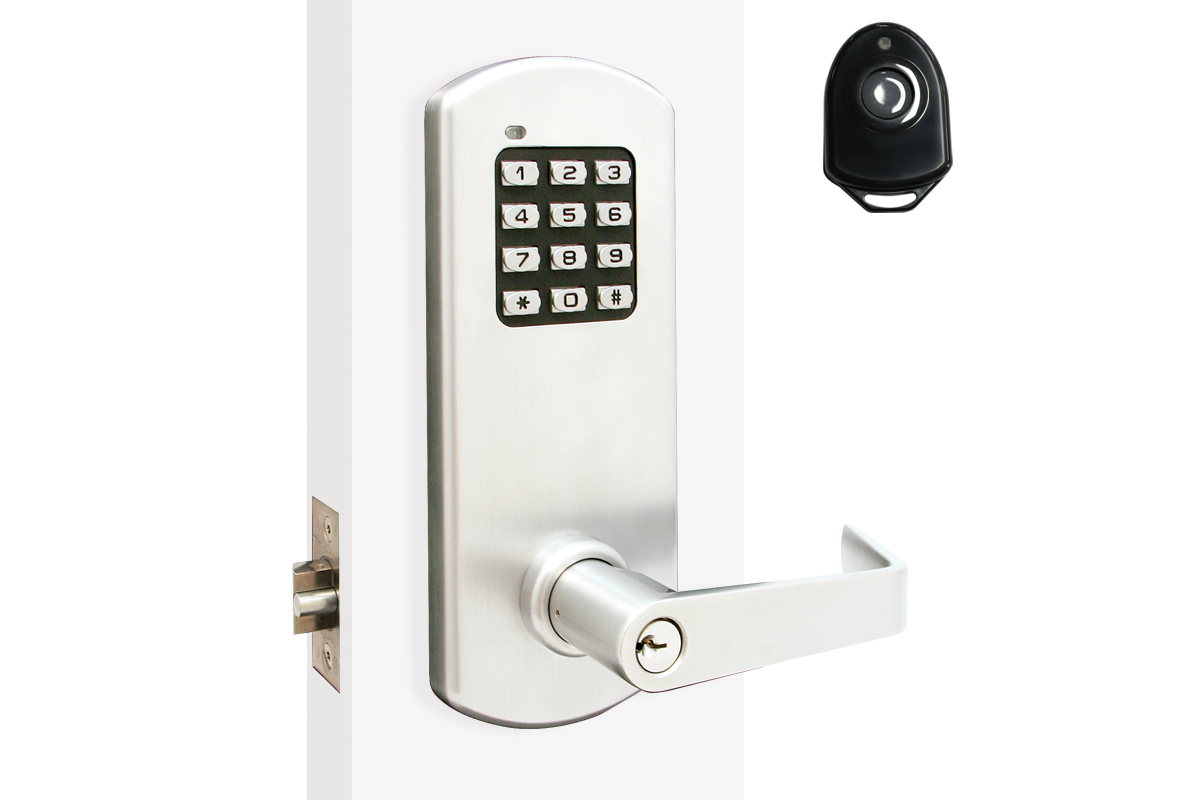 Heavy duty school lockdown lock with remote control units for quick security.