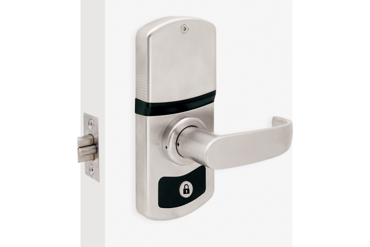 Electronic cylindrical lock with metal button keypad and privacy indicator